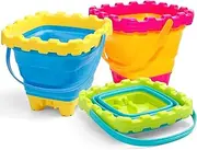3L Collapsible Bucket, Foldable Pails 3 Packs for Easter Basket Gift, Easter Basket Bucket for Kids Adults, Multi-Use Household Beach Sandbox Pool Cleaning Camping Buckets Travel Toy