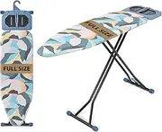 [KINGBOARD] Ironing Board Full Size, Metal Panel Iron Board with Iron Rest, Compact Ironing Board with 7 Height Adjustable, Heavy Duty Folding Iron Stand with Hanger, 15x45 Dark Blue