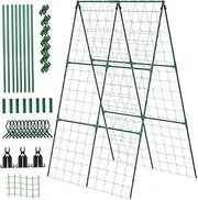 Cucumber Trellis for Raised Bed, 1Set 48x48inch 11mm Metal Foldable Frame Garden Trellis, Detachable Plant Support for Climbing Plants Tomato, Squash, Vegetable