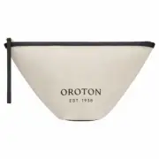 OROTON AUDUN MEDIUM BEAUTY COSMETIC BAG in Natural/Black RRP$90