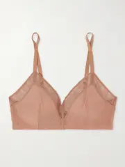 [Eres] Eres - Linon Mémoire Lace-trimmed Stretch-tulle Soft-cup Triangle Bra - Beige - 70B 70B Neutrals