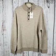 UNTUCKIT Tan Merino Wool Engwen Sweater XXL NWT Henley Pullover New