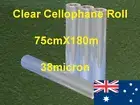 Clear Cellophane Roll 75cmX180m 1Roll/Pack 38micron post Plus