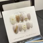 379 沁佩手工穿戴甲片 熱門淺紫色水滴花成品 美甲甲片 指甲片中長款孕婦可戴可拆可卸  購買贈送禮盒水晶手鍊