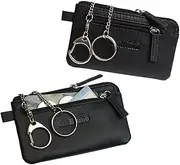 [orso Bruno original] Key Case Leather Black Large Long with Coin Compartment Key Case Leather Black Car Key 2 Key Rings, Cowhide Nappa Black, M