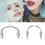 1PC Titanium Steel C Rod Vampire Fangs Tooth Lips Piercing Punk Spiked Jewe KdBA
