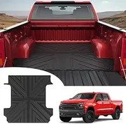 JTYZSM Truck Bed Mat for 2019-2025 Chevy Silverado/GMC Sierra 1500 5.8FT Crew Cab Short Bed All Weather TPE Trunk Bed Liner for 19-25 Chevrolet Silverado Sierra