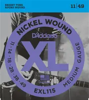 D'Addario EXL115 Nickel Wound Electric Guitar Strings, Medium-Blues-Jazz Rock, 11-49