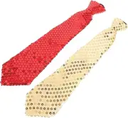 [VALICLUD] 2pcs Glitter Necktie for Men Stage Performance and Cosplay Accessory and Comfortable Skin-friendly Design for Parties and Festivals