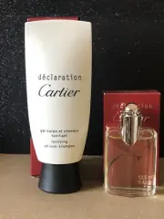 cartier declaration all over shampoo 3.3 fl oz & edt travel spray .42 fl oz