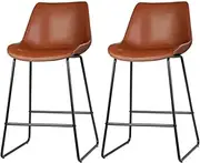 [Artiss] Bar Stools Stool Set of 2 Kitchen Counter Barstools Dining Chair Chairs Metal Leather Backrest Brown in 70cm Seat Height Floor for Home Bar Dining Room Cafe Outdoor Indoor