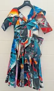 AW17 Moschino Couture Jeremy Scott Transformers Dress Cocktail Gown AllOverPrint