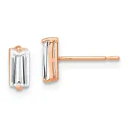 10K Rose Gold Polished Cz Stud Earrings