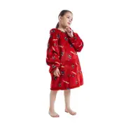 Cartoon one-piece flannel pajamas with hood, warm robe, warm lazy blanket, parent- outfit - Red Spider