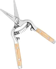Berry&Bird Straight Pruning Shears with Stainless Steel Blades Garden Hand Pruner 8'' Scissors with Wooden Handle Clippers for Gardening Trimming Cutting Bonsai