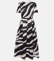 [Elie Saab] Elie Saab Printed silk-blend midi dress AU 6 neutrals