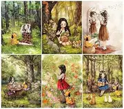 YOBEYI Diamond Painting Forest Girls Full Drill by Number Kits, Craft Rhinestone Jungle Lass Paint with Diamonds Set Arts Decorations 12x16in