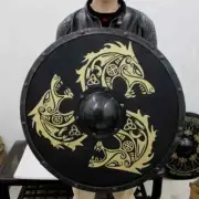 24'' Medieval Wooden Shield LARP Viking Battle Ready Shield Handmade Gift