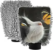XYMZR Cat Butterfly Cute Absorbent Microfiber Car Wash Mitt, Funny Cute Anime Scratch Free for Cars Cleaning, Home Cleaning Mitts, 2 Pack, 10.24” L x 7.09” W