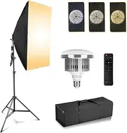 YISITONG 85W Studio Light 20”×28” E27 Socket 3200K-5600K Continuous Lighting LED Soft Box with Adjustable Lamp Stand and Portable Bag for Portraits Video Shooting