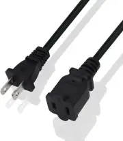 2 Prong Extension Cord 1Ft,Short Flexible Extension Cable Black,Us Male/Female P