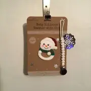 Manhattan Baby Teething 100% Food Grade Silicone Snowman Teether with Clip New