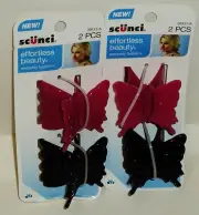 2 Packs Of 2 Scunci Claw Clips Get 4 Total Scunci Clips BLACK & PINK