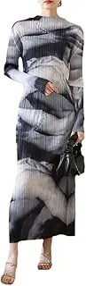 [HEYDHSDC] Women's Lazy Style Painting Halo Dyed Top Set Elastic Waist Straight Tube Pleated Skirt Two-Piece Set