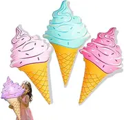 Novelty Place Giant Inflatable Ice Cream Balloons Cone Set for Girls Kids & Adults Birthday Party Favor, 36 Inches (Pack of 3)