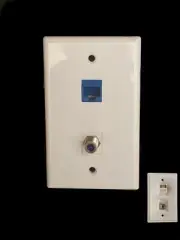 Ethernet Wall Plate CAT6 F Coax 3GHz 2-Port Keystone RJ45 Network Punch Down