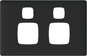 HPM Linea 2 Gang Double Powerpoint Horizontal Coverplate, Black