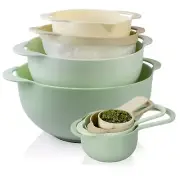8 Piece Nesting Bowls with Measuring Cups Colander and Sifter Set