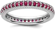 [JewelryWeb] 3.25mm 925 Sterling Silver Prong set Stackable Polished Created Ruby Eternity Ring-Eternity-Ring for Women