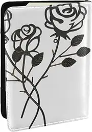 [JEJEA] Metal Rose Print Travel Organizer Credit Cards Case Passport BookPassport Holder Cover Wallet forTraveling,, Black, One Size