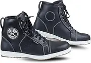 Australian Bikers Gear Retro Black Waterproof Motorcycle Casual Sneaker Leather Trainers Boots, 47/13