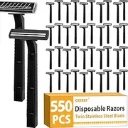CXYARY 550 Pcs Twin Blade Disposable Razors With Clear Safety Cap, Shaving Razors Bulk for Men &Women, Stainless Steel Blade, Multipurpose Portable Shave Razor for Bathing Hotel Travel