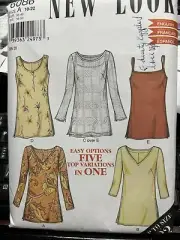NEW LOOK Sewing Pattern 6086 Tunic Tops Size A 10-22 Uncut