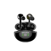 TWS T12P Dual Dynamic Driver Bluetooth 5.1 Hands-Free Deep Bass Touch In-Ear Headphones With Mic - Black