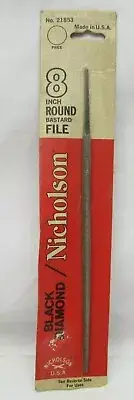 Vintage Nicholson Black Diamond Rare 8 Inch Round Bastard File NOS Made In USA