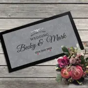 Personalised Bar Mat, Wedding Table Decor Grey, Custom Bar Runner Mat W101