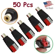 50pcs Speaker Wire Cable to Audio Female RCA Connector Adapter Plugs LED CCTV