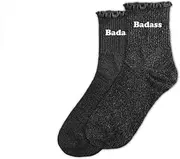 [STC] Badass Short Socks with Sequins, One Size, 36-42, Black, One Size, black, One size