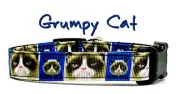 Grumpy Cat small dog or cat collar 5/8" wide adjustable handmade custom or leash