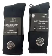Mens 6 Pairs Black Work Socks Cushioned Extra Thick Cotton Blend Comfort 11-14