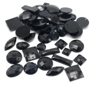 500 Black Color Flatback Acrylic Sewing Rhinestone Assorted Shape Sew on Buttons