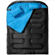 MEREZA Double Sleeping Bag for Adults Mens with Pillow, XL Queen Size Two Per...