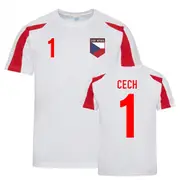 UKSoccerShop Petr Cech Czech Republic Sports Training Jersey (White-Red) Large (42-44 inch)