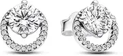 Pandora Timeless 291248C01 Sparkling Round Radiation Wreath Earrings Sterling Silver with Zirconia, 3,7x 8,9x 8,3 mm, Sterling Silver, Cubic Zirconia