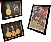3-in-1 Convertible Medal Display Shadow Box, Medal Display Black A4 Size for Runners, Marathon, Race Winner, Soccer, Football, Gymnastics & All Sports