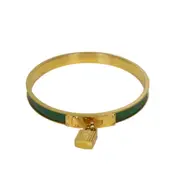 Hermes Kelly Lock Cadena Green Bangle Bracelet